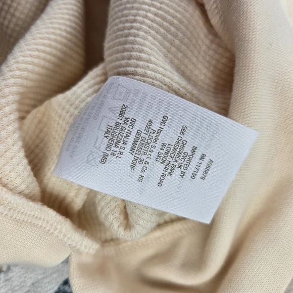 Belle by Kim Gravel Baby Waffle Indigo Floral Sweatshirt Ecru 2X - Picture 7 of 8